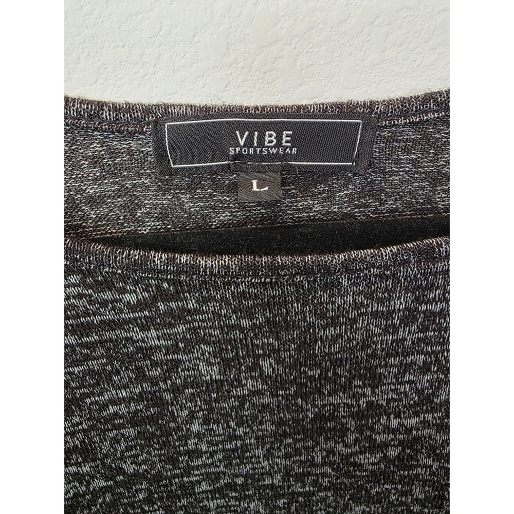 Vibe Sportswear Black Marled Soft Knit Tunic Mini Dress Sz L Street Sleeze Party - Picture 2 of 5